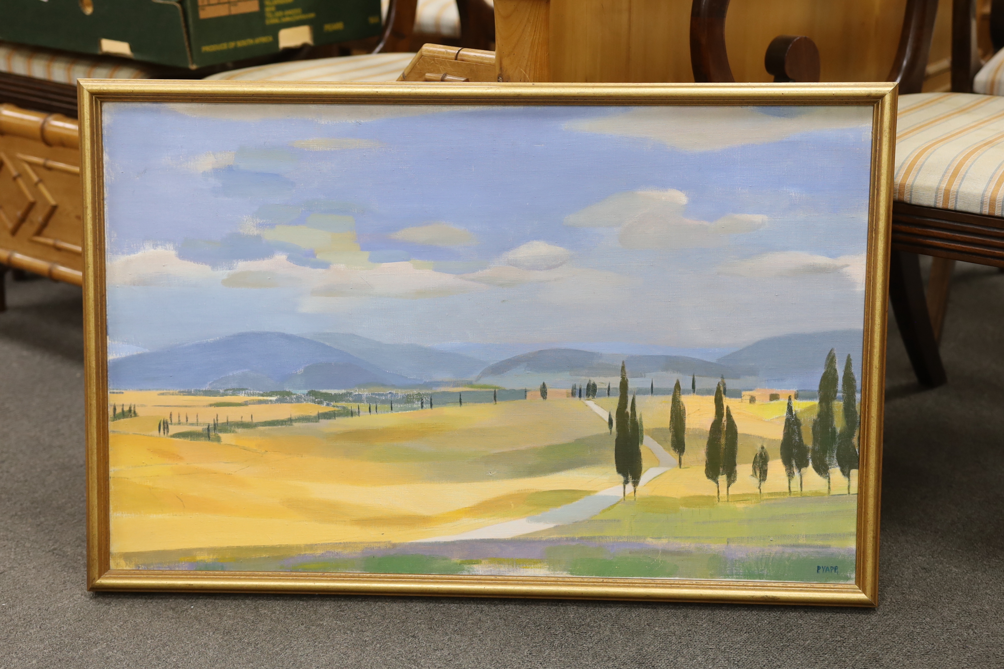 Perry Yapp, oil on canvas, French landscape, signed, 49 x 79cm